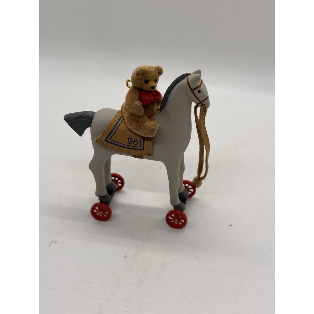 Hallmark 1998 Teddy Bear on Parade Trotting Horse Christmas Ornament Plush Bear